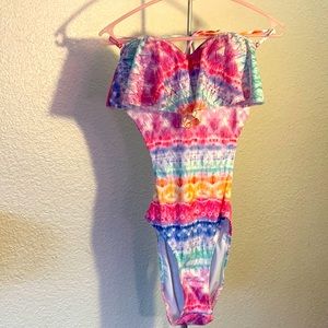 Halter bathing suit that is multicolored size Large 11 to 13, new without tags